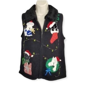 Studio Joy Puppies Dogs Ugly Christmas Sweater Vest Size S
